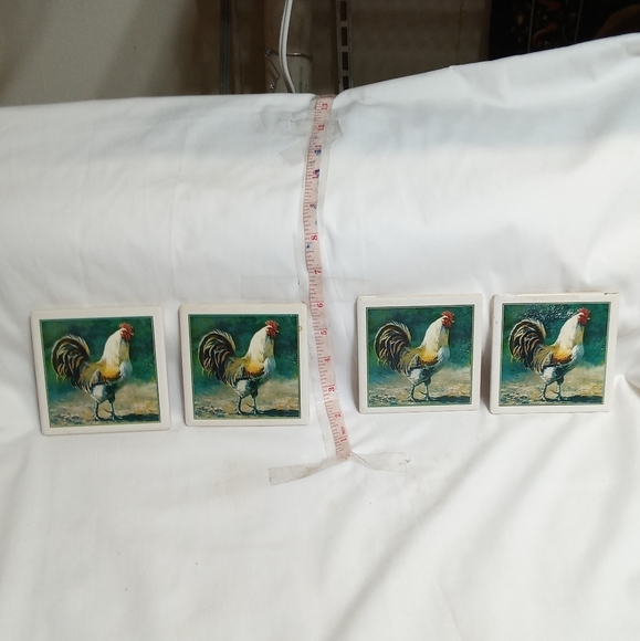𝅺ROOSTER tile square coasters 3.75" x 3.75" - Picture 2 of 6